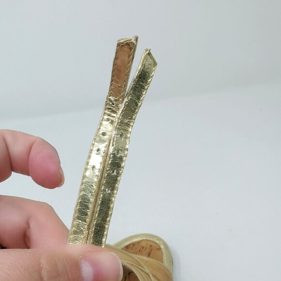 Enzo Angiolini Heels 7 Cork Summer Tan Gold - Picture 12 of 12